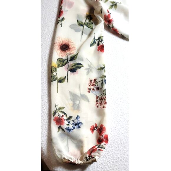 Forever 21 Maxi Dress Sz S Floral Side Cutouts Deep V Neckline Long Sleeves - Picture 5 of 8